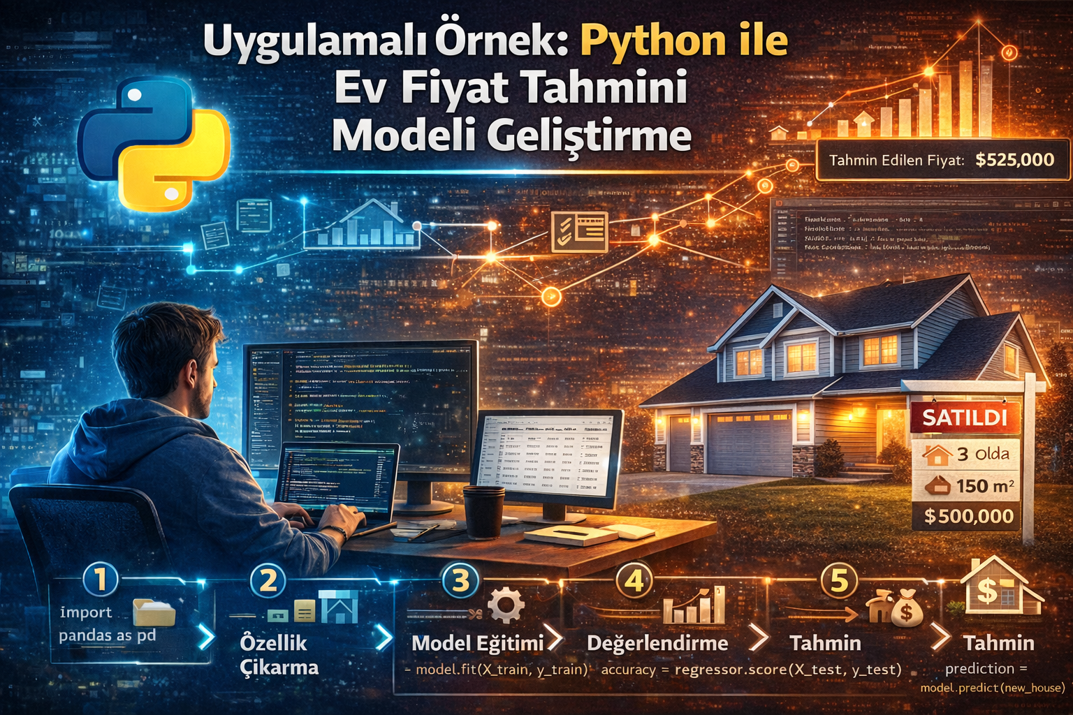 Uygulamalı örnek: Python ile ev fiyat tahmini modeli geliştirme